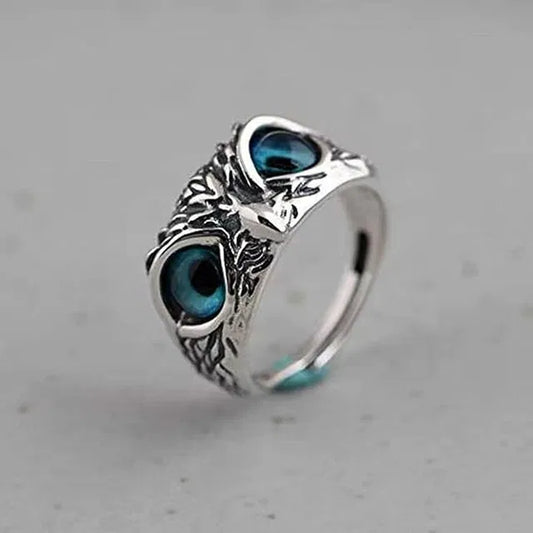 Silver Plated Owl Eye Ring for Men & Women