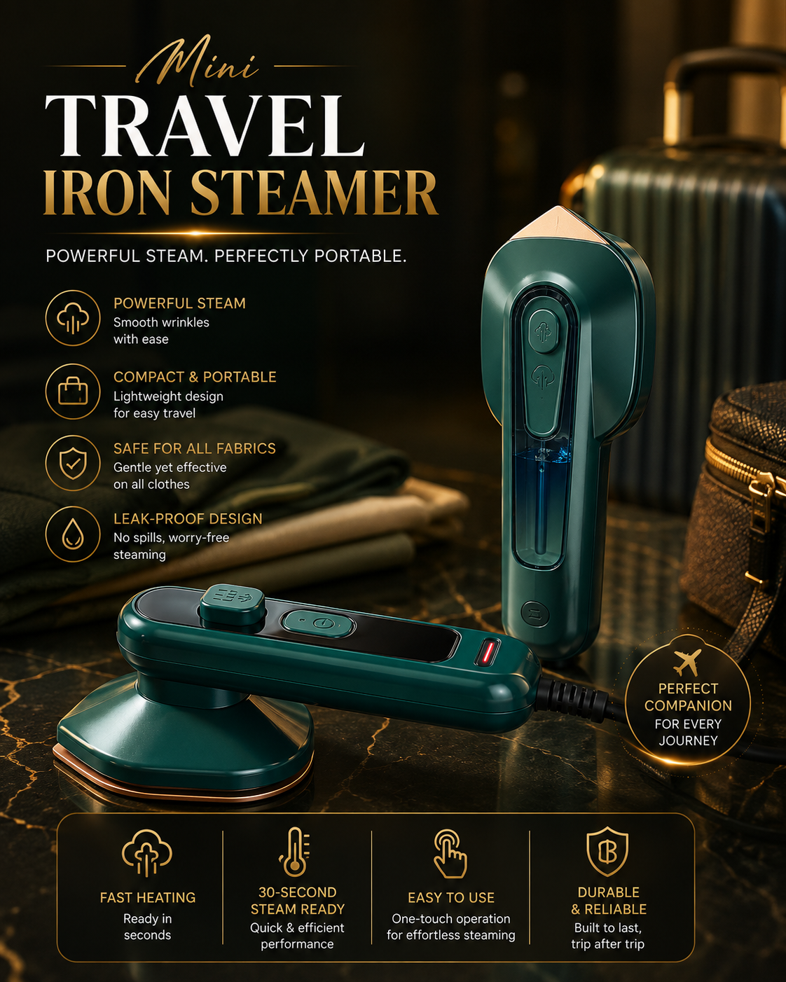 Iron-Travel Steamer Iron for Clothes , Portable Handheld Iron