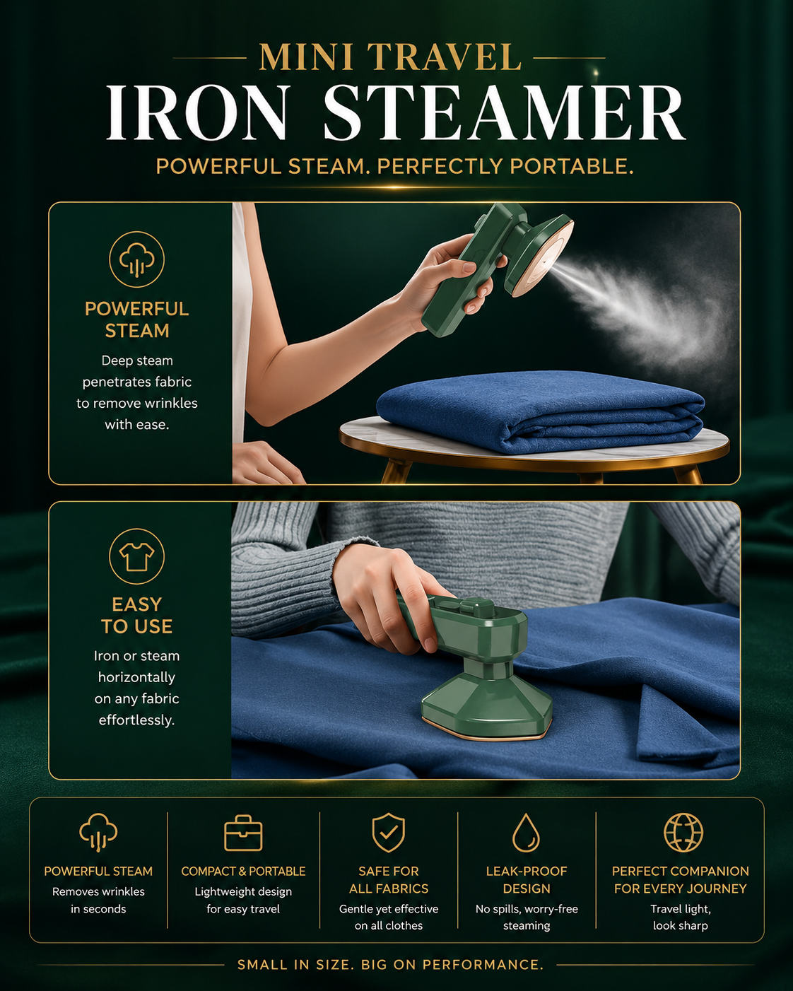Iron-Travel Steamer Iron for Clothes , Portable Handheld Iron