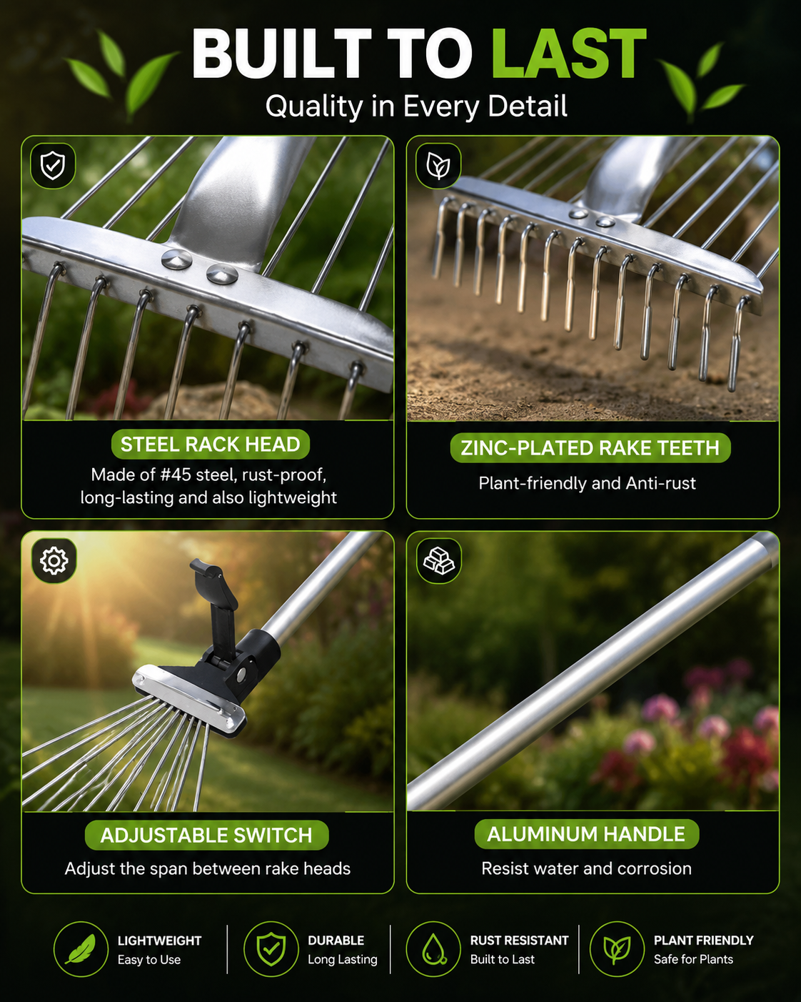Adjustable Garden Leaf Rake